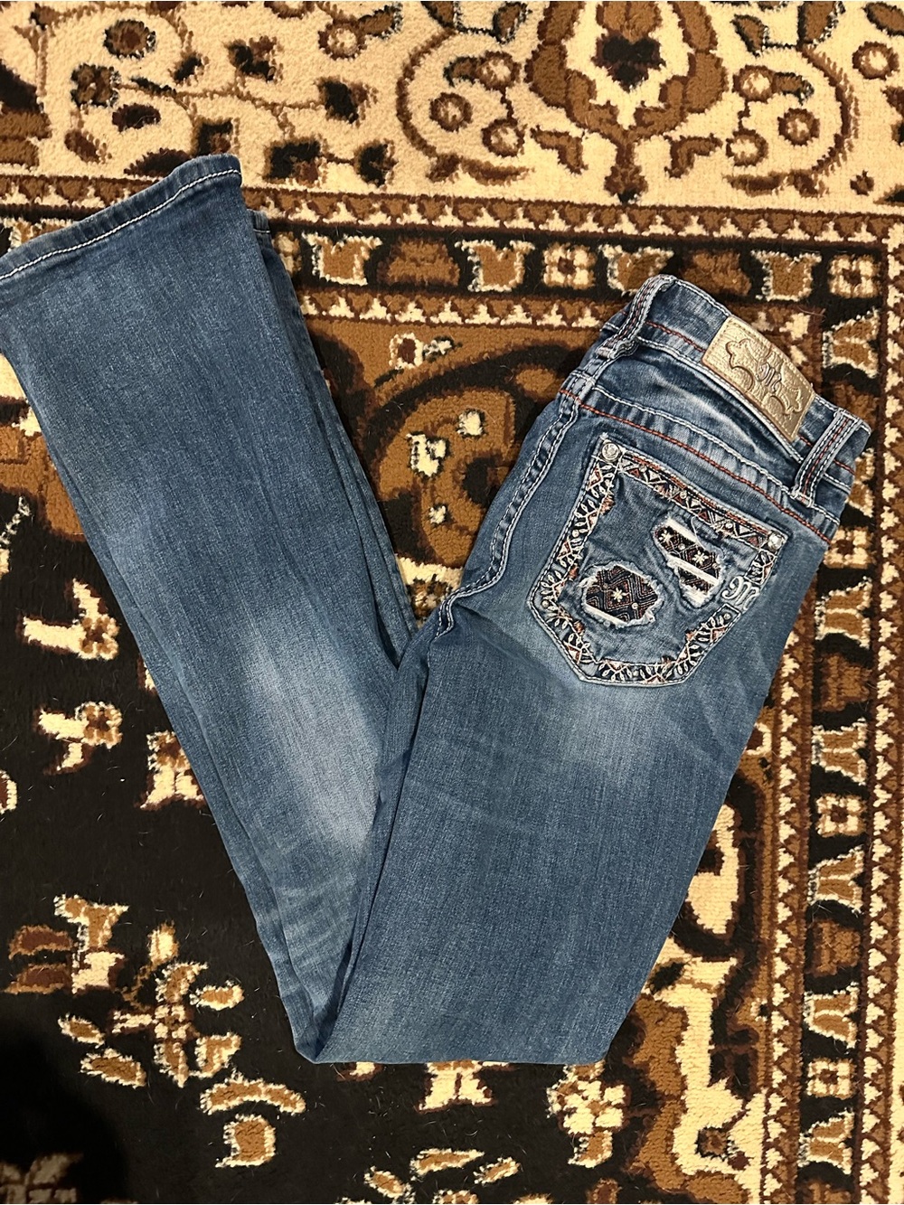 Miss Me Blue Embroidered Boot Cut Jeans